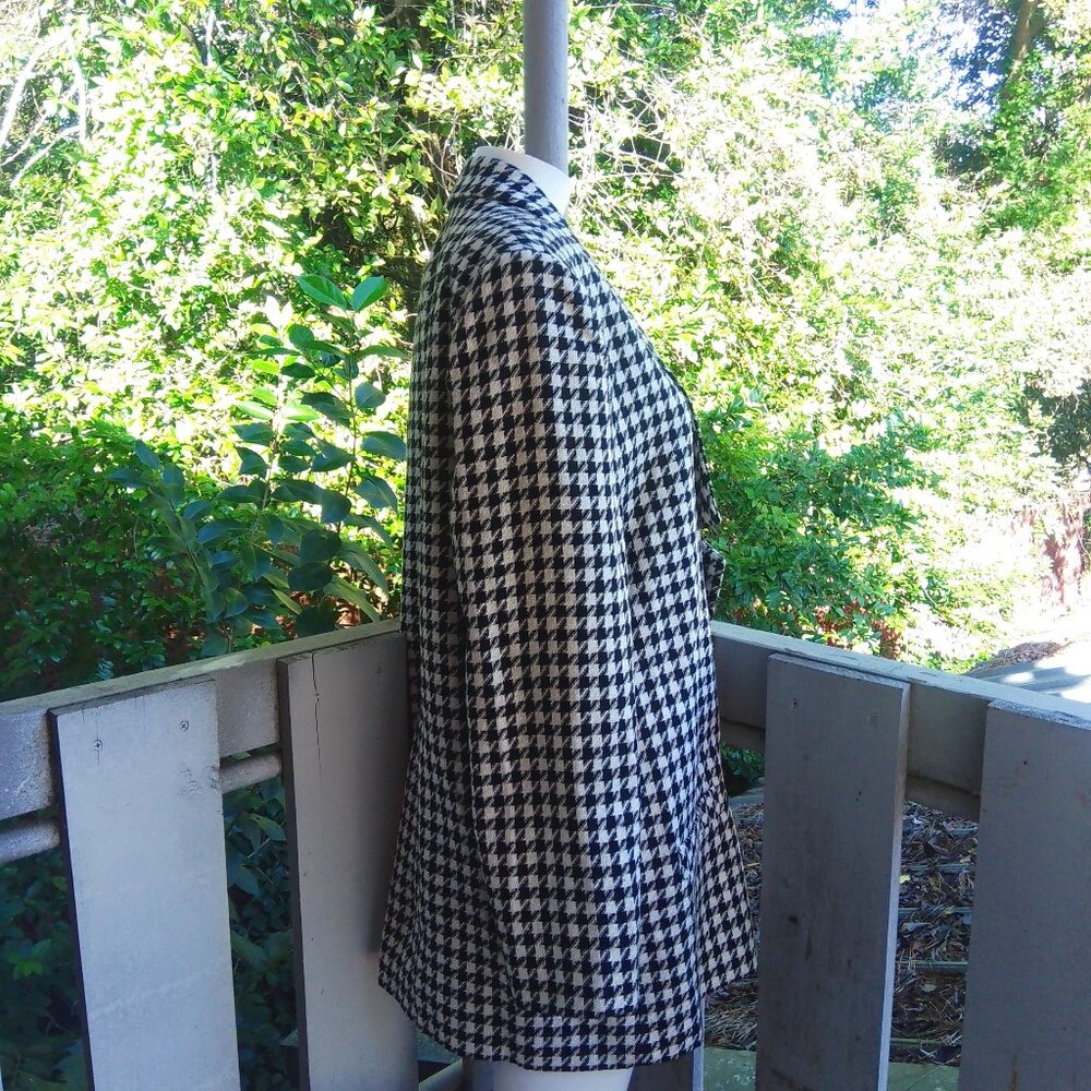 Vintage 80s Retro Houndstooth Oversized Jacket Lapel Blazer Women 14 - Picture 4 of 10